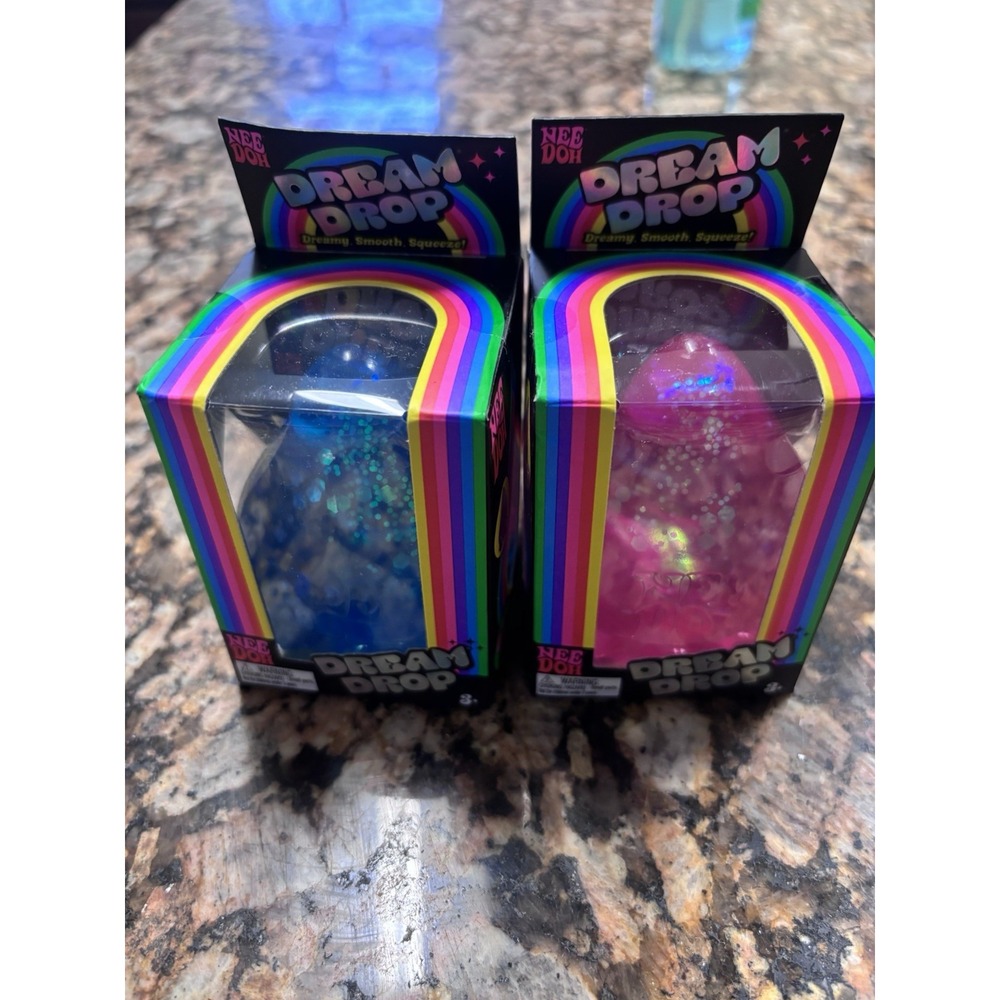 NeeDoh Dream Drop Stress Balls Lot of 2 Glitter Tear Drop Squishy Toys - Picture 2 of 6